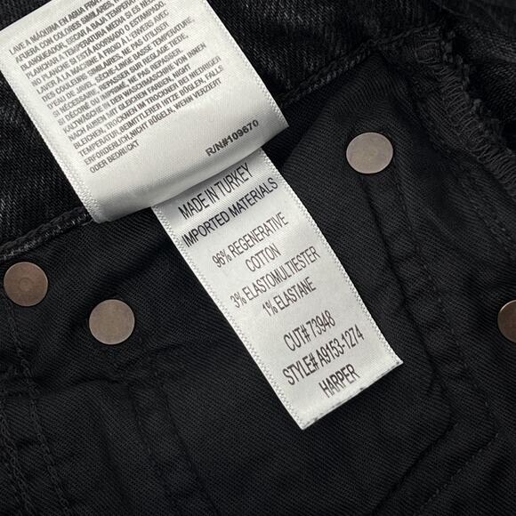 AGOLDE Harper Mid Rise Wide Straight Jeans Black Hush Wash Size 23 - Picture 4 of 5